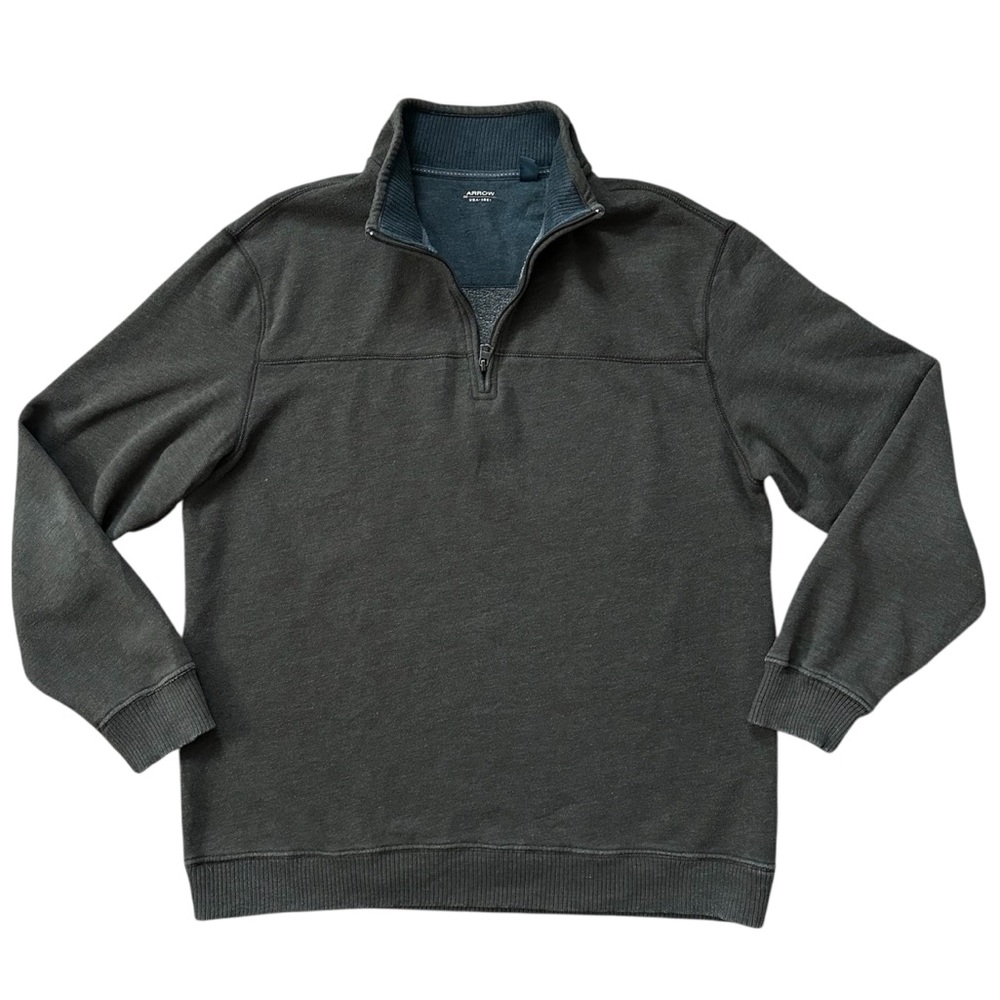 Arrow Men's Saranac Classic Fit Fleece Quarter Zip Pullover Brown Size XL